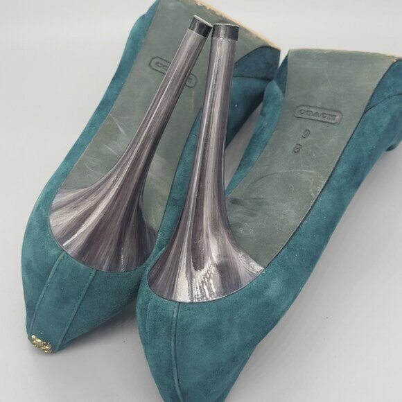 Coach Selma Suede Peep Toe Pumps - Picture 8 of 14